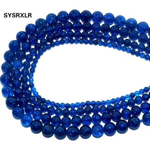 Wholesale Natural Stone Crystal Blue Round Loose Beads For Jewelry Making Fit Charm Diy Bracelet Necklace 4 6 8 10 12 MM