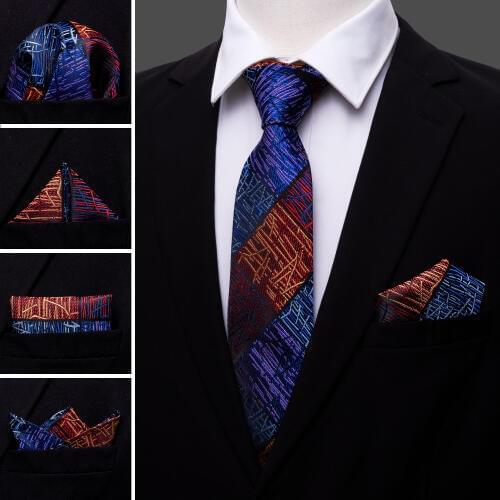 LS-1687 Barry.Wang 2017 New Men`s Tie Set Silk Gravata Novelty Necktie Hanky Cufflinks For Wedding Business Party Free Shipping