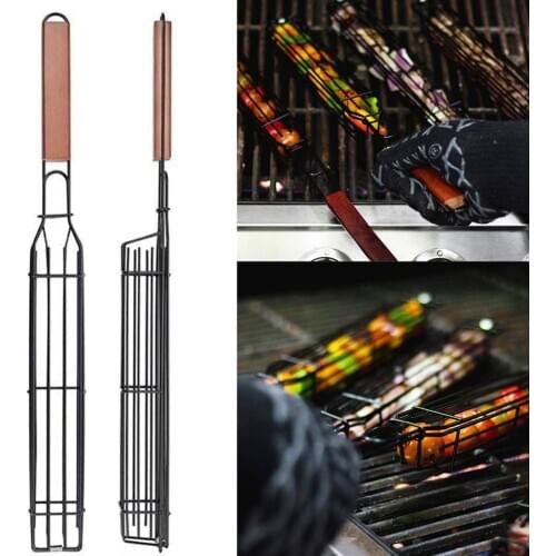 Metal BBQ Grill Mesh Net Basket Non-stick Meat Vegetable Barbecue Baking Tool Camping Picnic Tools BBQ Basket for BBQ Grill