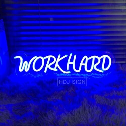 Work Hard Custom Neon Sign Suitable For Home Bar Bedroom Office Personalized Design Wall Decor LED Light Creative Gift
