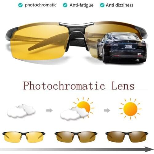 Aluminum Magnesium Photochromic Polarized Sunglasses Night Vision Glasses For Men Driver Yellow Change Brown Driving Eyewears
