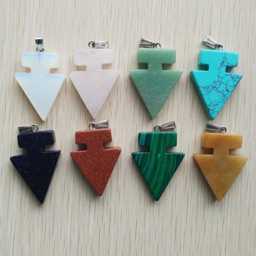 Wholesale 8pcs/lot fashion good quality assorted natural stones mixed arrow charms pendants fit necklace marking free shipping