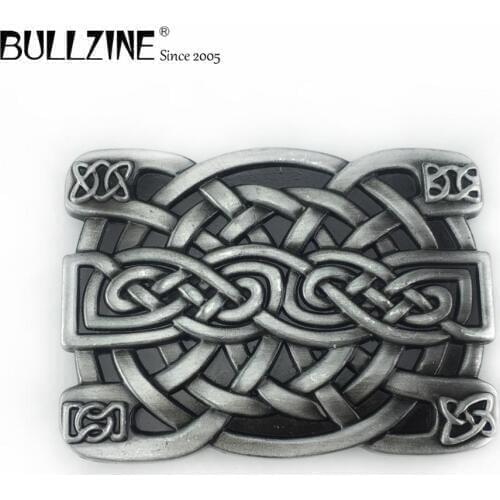 Bullzine wholesale Western celtic knot COWBOY jeans gift belt buckle with pewter finish FP-03291-1 for 4cm width belt