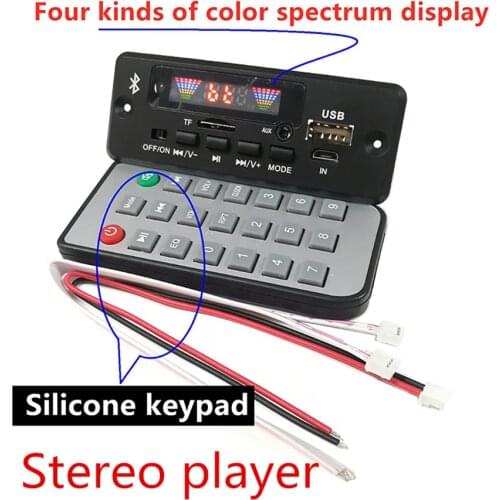 Factory Wholesale Multifunctional 3.5aux 5V/12 Wireless MP3 Bluetooth5.0 Player Stereo Amplifier Spectrum dDsplay Audio Module