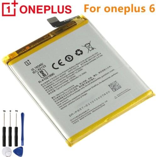 Original Phone Battery BLP657 3300mAh For OnePlus 6 A6001 High Quality Replacement Li-ion Batteries
