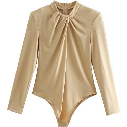 Autumn New Style Female European And American Style Sexy Knot Ribbon Shoulder Pad Long-Sleeved Jumpsuit