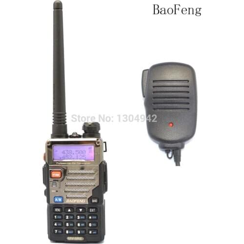 Radio set New Black BAOFENG UV-5RC VHF/UHF Dual Band ham two way Radio amateur walkie talkie + BaoFeng Speaker Mic Telecom Parts