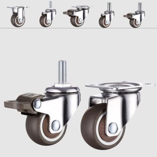 1/1.25/1.5/2 Inch Furniture Casters Wheels Rubber Swivel Castor Trolley Rubber Caster with brake
