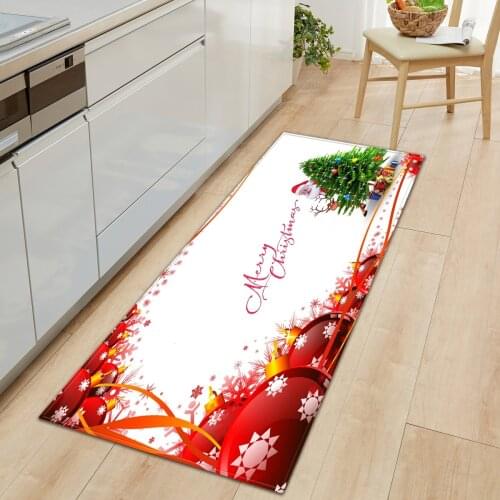 Merry Christmas Kitchen Carpet Decoration Bedroom Entrance Doormat Home Hallway Balcony Bathroom Non-Slip Mat Children Long Rug