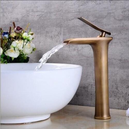 Basin Faucets Waterfall Faucet Bathroom Faucet Single Handle Basin Mixer Tap Bath Antique Faucet Brass Sink Water Crane