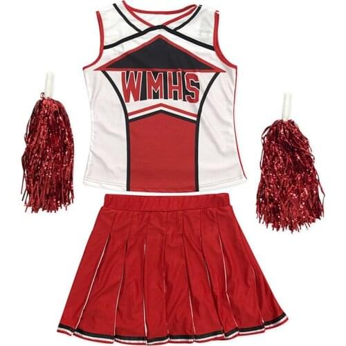 Cheerleader Dance Costumes for Girls Top Skirts Pleated Skirt Red Blue Anime Cosplay Costume School Uniform Jazz Football Outfit