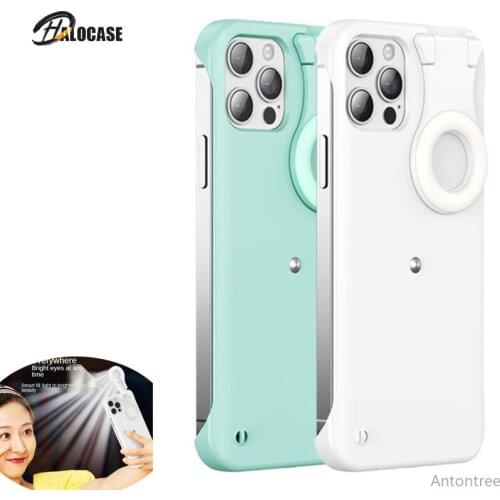 Enhance Light Selfie Case For iPhone 12 11 Pro Max 12Pro X Xs Max Luminous Circle Ring LED Light Glow Cover Taking Photo Capa