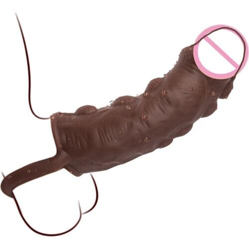 Male Enlargement Extender Penis Sleeve Scrotum Bondage Sex Erectile Lasting Ring Penis Enlarger Vagina Stimulator Men Sex Toys