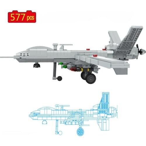 Military Series WW2 Multifunctional Stealth Unmanned Reconnaissance Aircraft DIY Model Soldier Building Blocks Toys Gifts