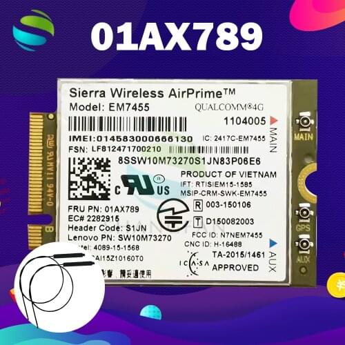 WIRCARD EM7455 FRU 01AX789 LTE 3G 4G Carte pour Thinkpad X1 carbone 5th gen X270 T470 T470S T470P T570 L570 L470 P51 P71
