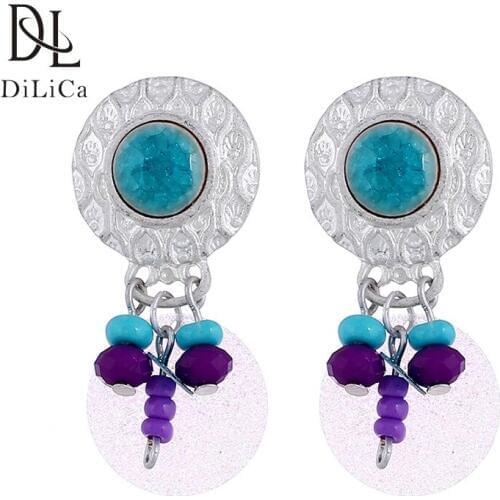 DiLiCa Vintage Earrings for Women Big Round Geometric Statement Earrings Bohemian Jewelry Earring artystyczne kolczyki