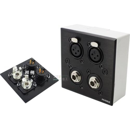 1Pcs black brushed 86 panel 4-bits wall plug XLR female seat Yongsheng YS145BG 6.35 metal base HiFi