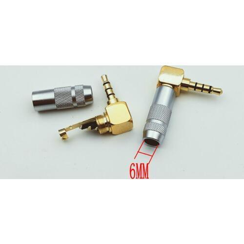 200pcs lot Stereo 4 Pole 3.5mm 90 Degree Plug Angled Jack Cable Solder connectors