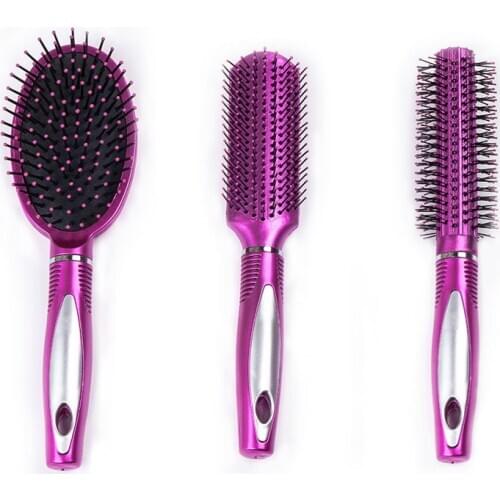 3piece Comb Hair Brush Anti-static High Temperature Resistant Round Barrel Comb Hairstyling Drying Curling Tool