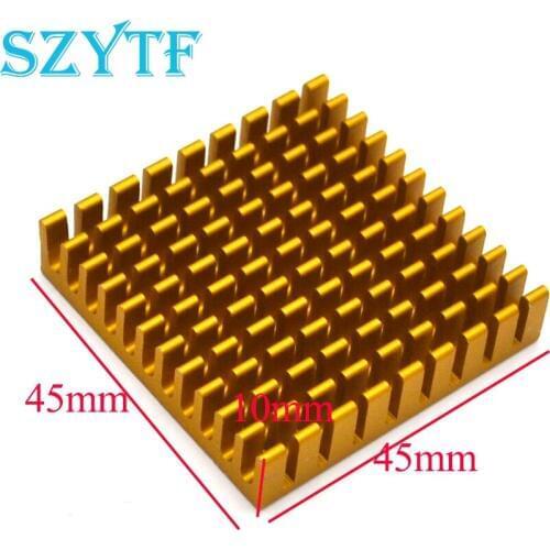 5pcs Heat sink 45*45*10MM (gold broken groove) high-performance heat sink yellow thick aluminum plate