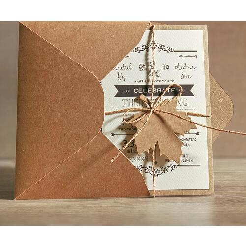 5x7 Rustic Wedding Invitations, Unique Wedding Cards with Invitation Envelope - Set of 50