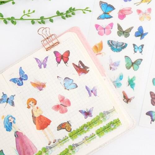 6Sheets/Pack Beautiful Butterfly Decoration Scrapbooking Stickers Transparent PVC Stationery Diary Stickers