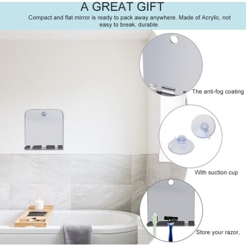 Acrylic For Shaving Shower Mirror Makeup Wall Hanging Practical Bathroom Travel With Suction Protable Home Fogless Shatterproof