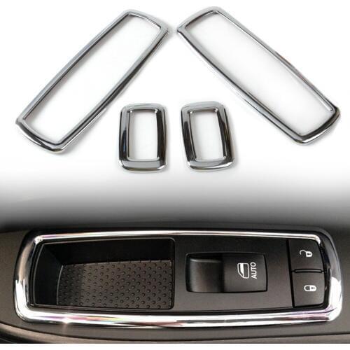 Beler 4Pcs Chrome Interior Window Switch Trims Cover for Jeep Grand Cherokee Chrysler 300 2012 2013 2014 Dodge journey 2012-2014