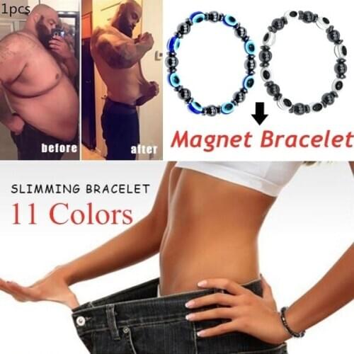 Body Slimming Weight Loss Anti-Fatigue Healing Bracelet Hematite Beads Stretch Bracelet Magnetic Therapy Bead Slim For Men Women