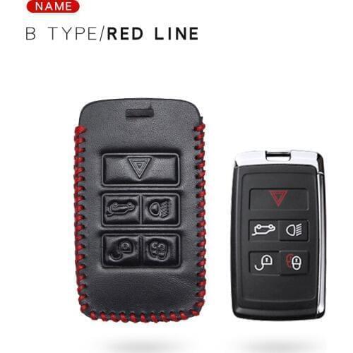 Leather Car Key Cover Case For Land Rover Freelander 2 Discovery 4 For Jaguar E-Pace Evoque XK XF XJ8 XR8 XRR X-Type Car Styling