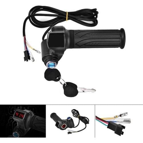 24/36/48/60/72V LED Digital Meter Electric Bike Scooter Throttle Grip Handlebar with Power Switch for Bike Bicycle Accessories