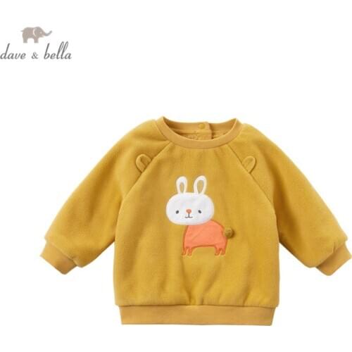 DBZ15684 dave bella winter baby girls cute cartoon T-shirt children tops girl kids fashion tees