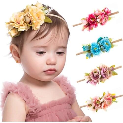 Baby Hair Band Simulation Rose Flower Color Stretch Hair Accessories European and American Style Hot Sale for Kids Newborn Baby
