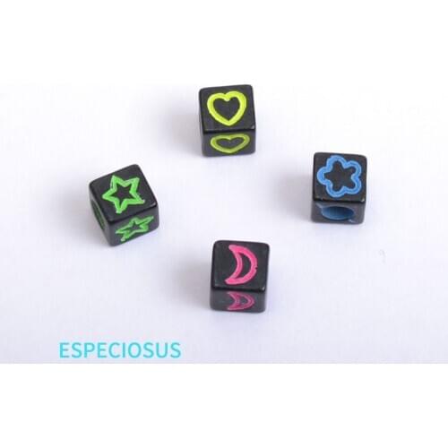 DIY Handcraft Jewelry Department Multi Color Star And Moon Spacer 6MM Square Shape Acrylic Beads Necklace Making Accessories