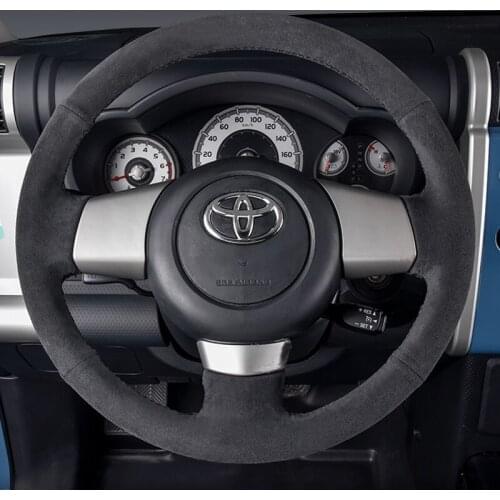 For Toyota FJ CRUISER Black Suede DIY Car Steering Wheel Cover Accessories