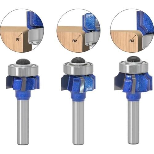 1PC 8mm Shank Woodworking Milling Cutter R1mm R2mm R3mm Trimming Knife Edge Trimmer 4 Teeth Wood Router Bit