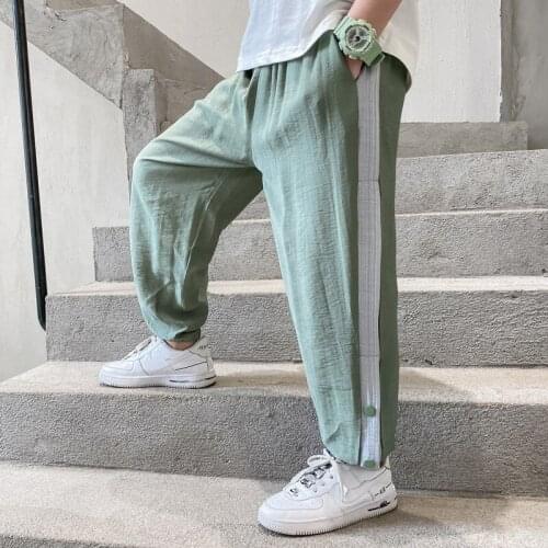 Kids boys spell color cotton sports pants summer new big virgin casual pants