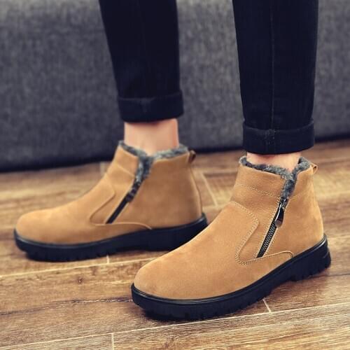 Hommes chaussures Men ankle Boots Fashion High-top Leather Shoes Winter plush warm snow Boots Men outdoor fashion