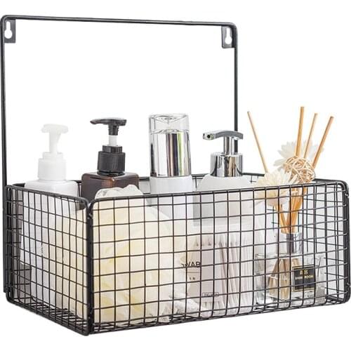 Wrought Iron Kitchen Seasoning Storage Basket Storage Basket Bathroom Rectangular Storage Box Wall Hanging Rack wall shelf