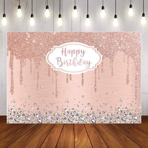 Mehofond Photography Background Pink Golden Glitter Diamond Girls Women Birthday Party Decorations Backdrop Photo Studio Props