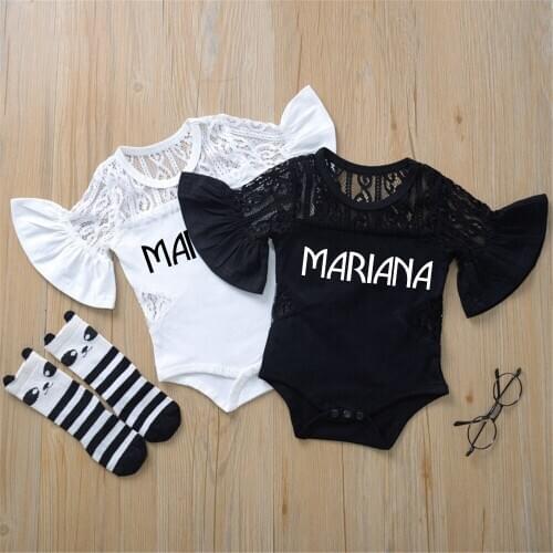 New Personalized Name Infant Bodysuit New Lace Baby Outfit Baby Bodysuits Clothing Baby Shower Birthday Gifts Cotton One-Pieces