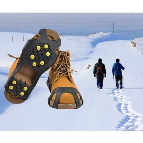 New 10-Stud Universal Ice No Slip Snow Shoe Spikes Grips Cleats Crampons Winter Climbing No Slip Shoes Cover S M L XL