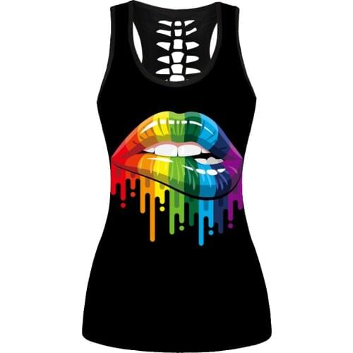 New Fitness Sleeveless Women Black Sport Tops 3 Patterns Painting Print Sepecial Design Running Vests S To 4XL Plus Size