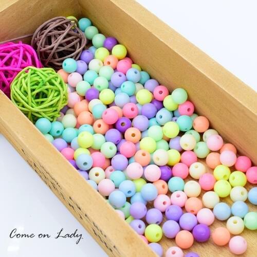 Wholesale 200Pcs/lot Candy Color Acrylic Spacer Beads Round Mixed 6mm 8mm 10mm DIY Jewelry Making JF004