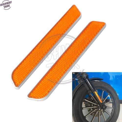 Orange Motorcycle Front Fork Leg Reflectors Shock Case for Harley Dyna Fatboy Softail Lower Leg Slider