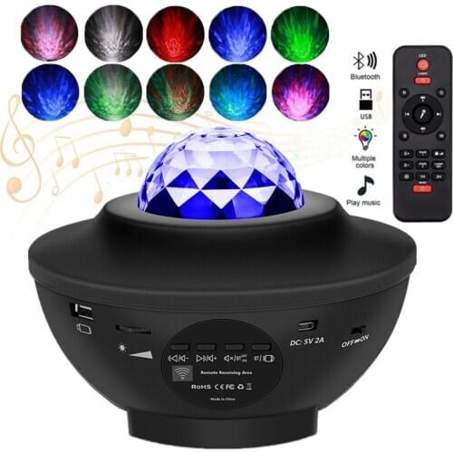 Dropshipping LED Starry Star Night Light Laser Projector 3D Ocean Wave Party Speaker Lamp For Party Bedroom