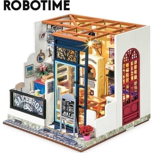 Robotime Rolife DIY Nancys Bake Shop Doll House with Furniture Children Adult Miniature Dollhouse Wooden Kits Toy DG143