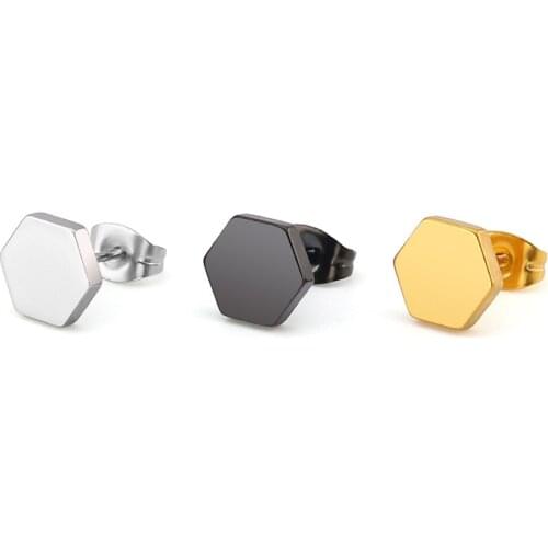 1 Pair Hexagon Stud Earring Stainless Stud Earrings Stud Jewelry High Quality Piercing Earring Fashion Body Piercing Jewelry