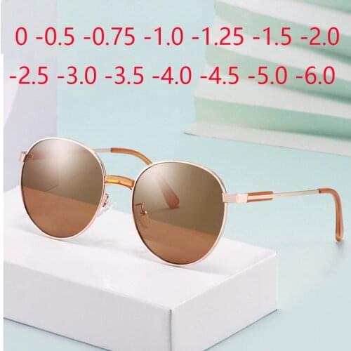 Myopia Sunglasses Diopter Polarized Round Prescription Sun Glasses For Nearsighted Men Women SPH Myopic Shades -0.5 -1.0 -2.0
