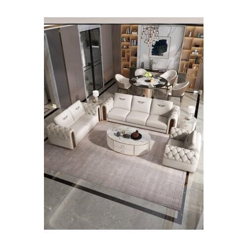 Modern leather corner sofa living room small family light luxury settee simple combination Furniture Customization